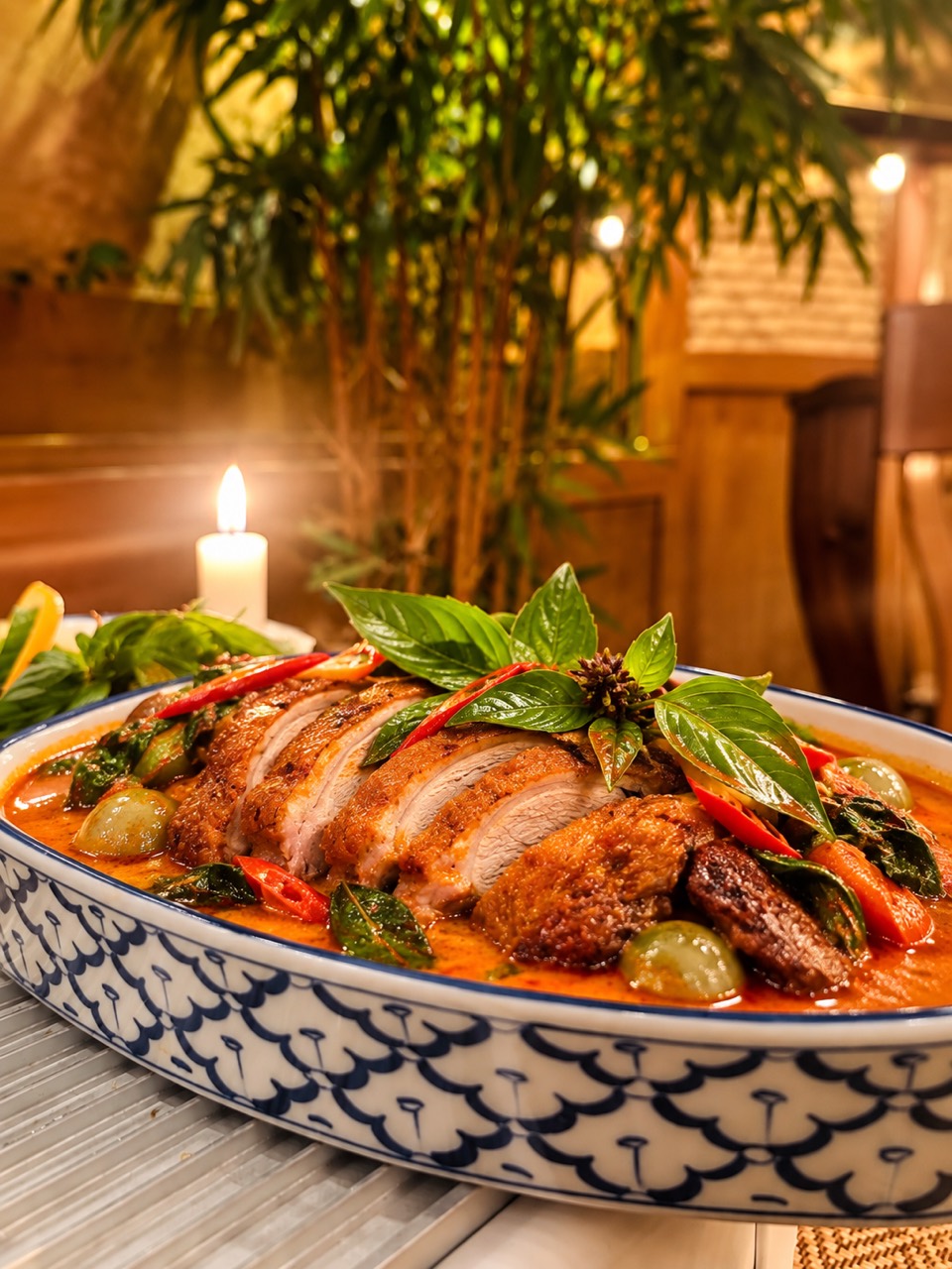 Knusprige Ente in rotem Thai-Curry